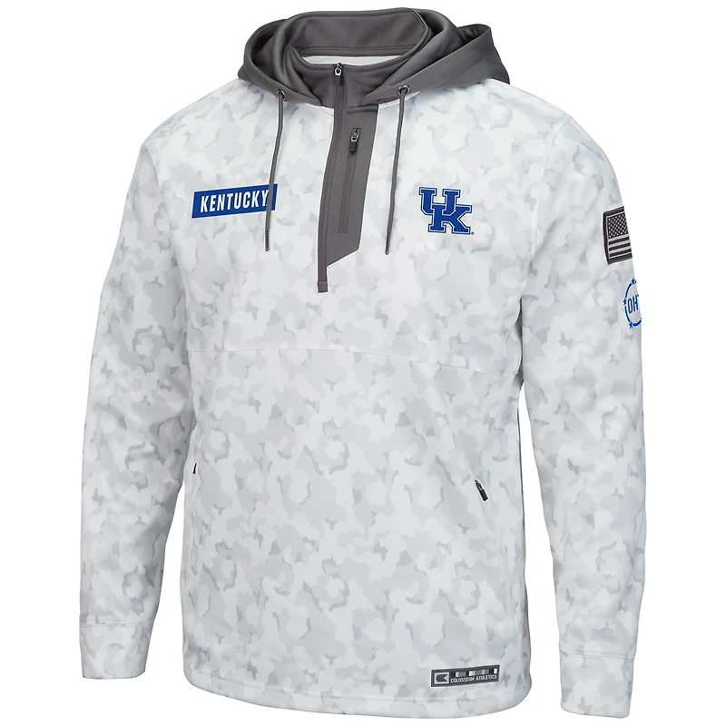Men's Colosseum Arctic Camo Kentucky Wildcats OHT Military Appreciation Quarter-Zip Hoodie