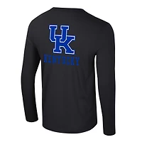 Men's Colosseum Black Kentucky Wildcats Logo Lockup 3-Hit Active Blend Long Sleeve T-Shirt