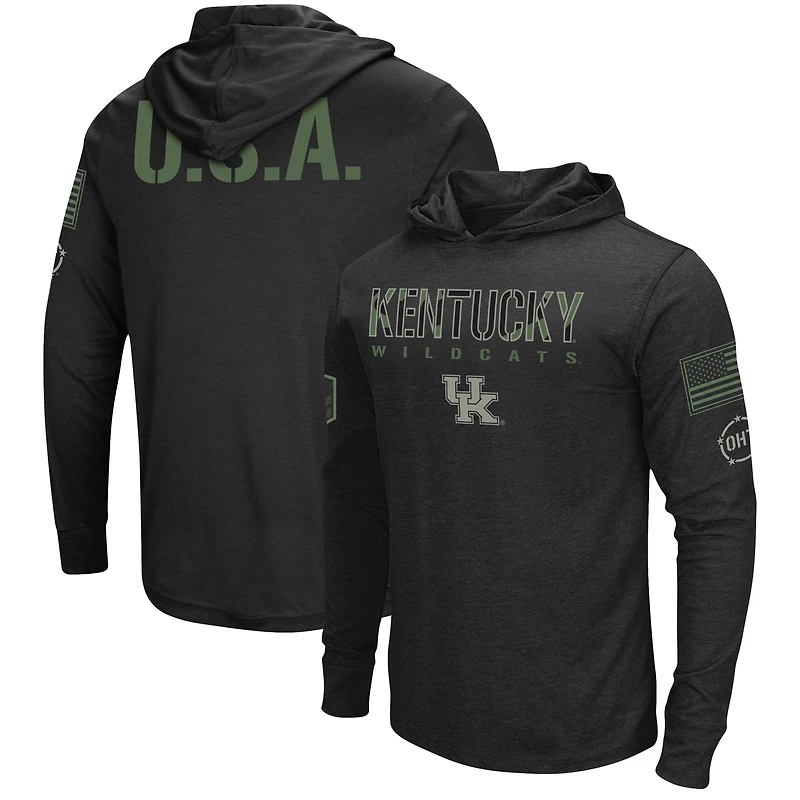 T-shirt à manches longues Colosseum pour homme Kentucky Wildcats OHT Military Appreciation Hoodie