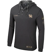 Pull à capuche Henley pour hommes Colosseum Charcoal Kentucky Wildcats OHT Military Appréciation