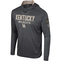 T-shirt à capuche manches longues pour hommes Colosseum Charcoal Kentucky Wildcats OHT Military Appréciation