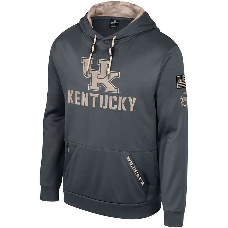 Chandail à capuchon d'appréciation militaire Colosseum Charcoal Kentucky Wildcats OHT pour hommes