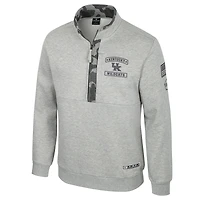 Men's Colosseum Heather Gray Kentucky Wildcats OORAH OHT Military Appreciation Fleece Quarter-Zip Jacket