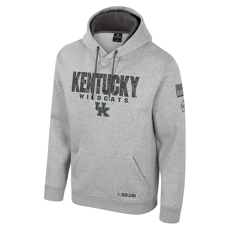 Sweat à capuche imprimé militaire Oorah OHT pour homme Colosseum Heather Grey Kentucky Wildcats