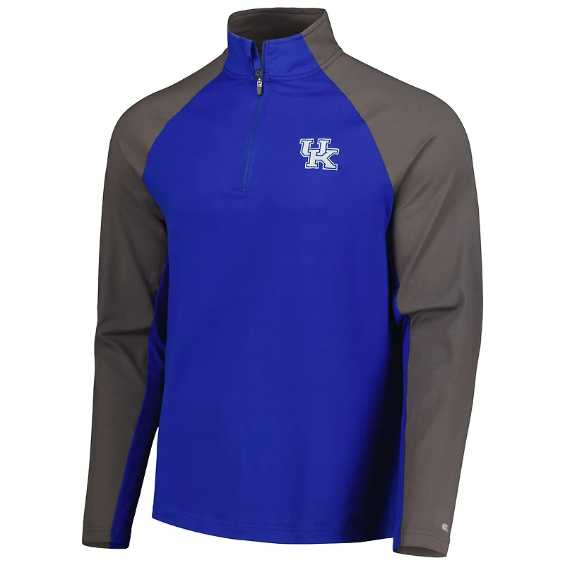 Colosseum Royal/Charcoal Kentucky Wildcats Two Yutes Raglan Quarter-Zip Windshirt pour homme
