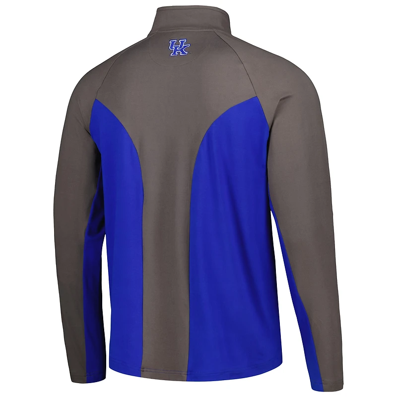Colosseum Royal/Charcoal Kentucky Wildcats Two Yutes Raglan Quarter-Zip Windshirt pour homme