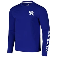 Men's Colosseum Royal Kentucky Wildcats Logo Lockup 3-Hit Active Blend Long Sleeve T-Shirt