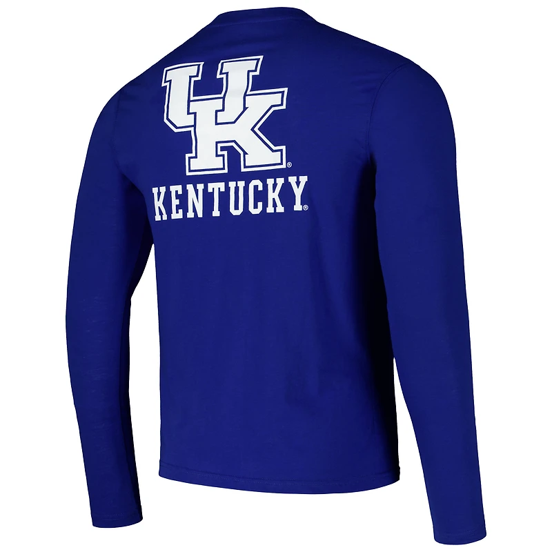 Men's Colosseum Royal Kentucky Wildcats Logo Lockup 3-Hit Active Blend Long Sleeve T-Shirt