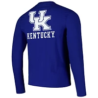 Men's Colosseum Royal Kentucky Wildcats Logo Lockup 3-Hit Active Blend Long Sleeve T-Shirt