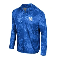 Men's Colosseum Royal Kentucky Wildcats Palms Printed Lightweight Quarter-Zip Hooded Top