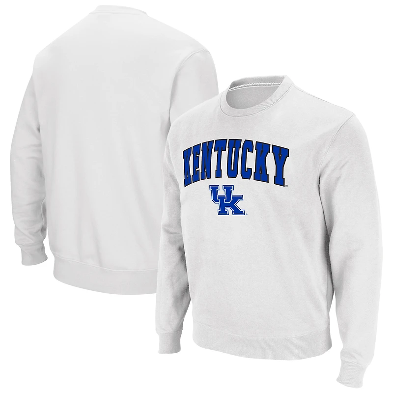 Men's Colosseum White Kentucky Wildcats Arch & Logo Pullover Sweatshirt