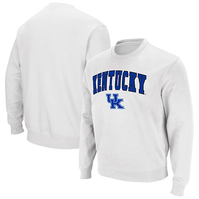 Men's Colosseum White Kentucky Wildcats Arch & Logo Pullover Sweatshirt