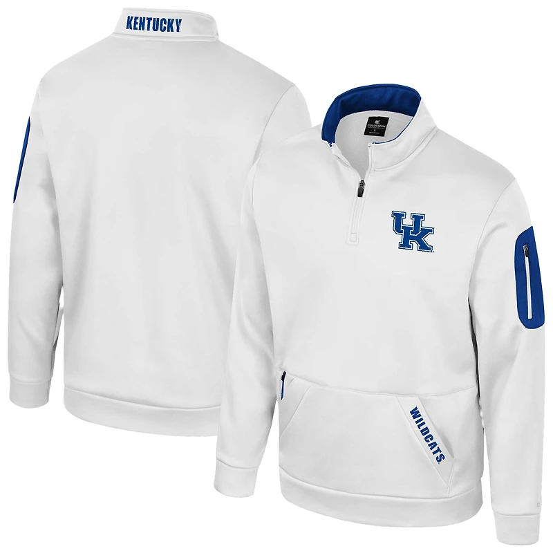 Men's Colosseum White Kentucky Wildcats Mainframe Quarter-Zip Fleece Jacket