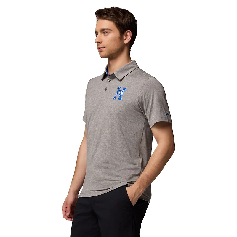 Men's Columbia Gray Kentucky Wildcats Tech Trail Omni-Shade Polo