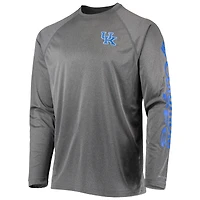 Men's Columbia Heather Charcoal Kentucky Wildcats Terminal Tackle Omni-Shade Raglan Long Sleeve T-Shirt