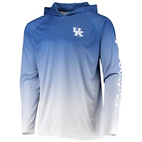 Men's Columbia PFG Royal Kentucky Wildcats Terminal Tackle Omni-Shade UPF 50 Long Sleeve Hooded Top