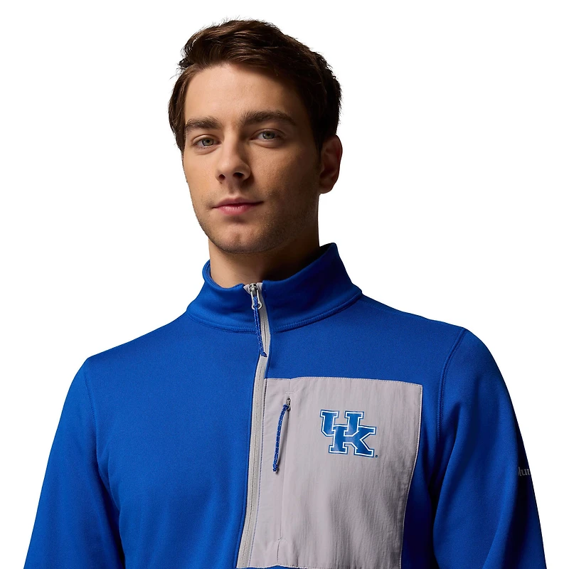 Pull-over demi-zip Columbia Kentucky Wildcats Hike Omni-Wick pour homme, couleur bleu royal/gris