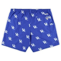 Men's Columbia Royal Kentucky Wildcats Big & Tall Backcast II Allover Print Logo Omni-Shade Shorts