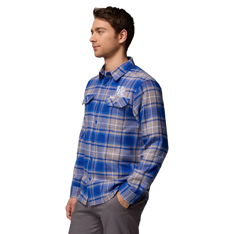 Chemise boutonnée à manches longues en flanelle Omni-Wick pour homme Columbia Royal Kentucky Wildcats Flare Gun