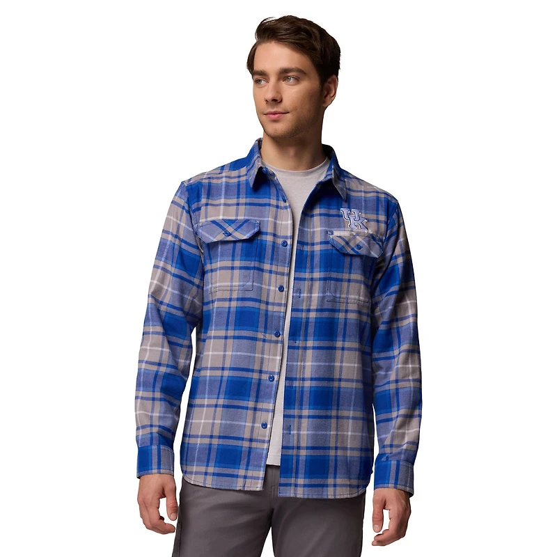 Chemise boutonnée à manches longues en flanelle Omni-Wick pour homme Columbia Royal Kentucky Wildcats Flare Gun