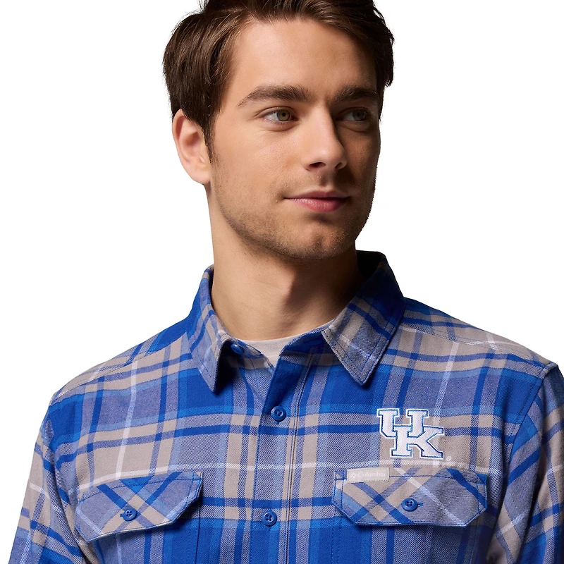 Chemise boutonnée à manches longues en flanelle Omni-Wick pour homme Columbia Royal Kentucky Wildcats Flare Gun