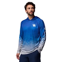 Men's Columbia  Royal Kentucky Wildcats PFG Gradient Water Super Terminal Tackle Hoodie Omni-Wick T-Shirt