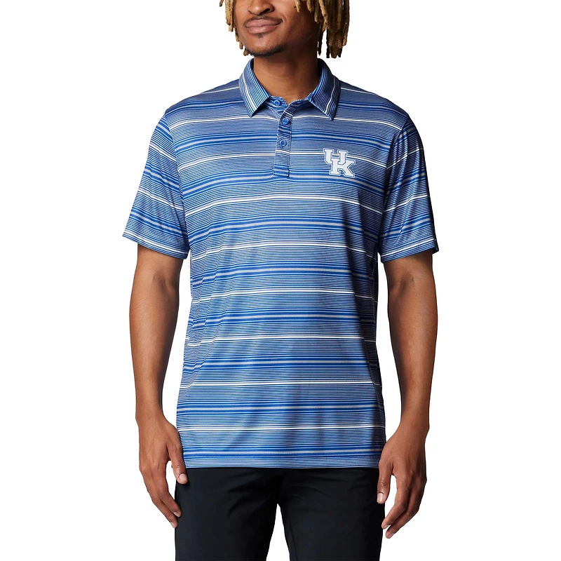 Polo à rayures Columbia Royal Kentucky Wildcats PFG Super Terminal Tackle™ Omni-Shade™ pour hommes
