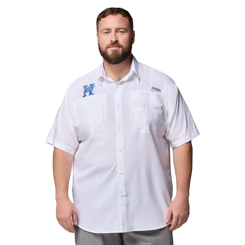 Men's Columbia White Kentucky Wildcats Big & Tall Tamiami Omni-Shade Button-Down Shirt
