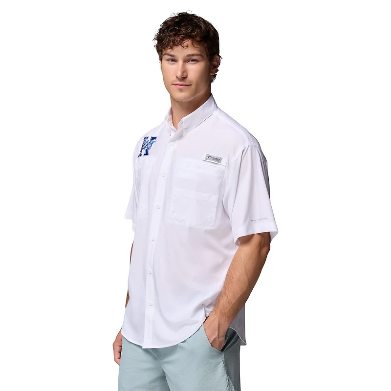 Chemise boutonnée Columbia blanche Kentucky Wildcats Tamiami Omni-Shade pour homme