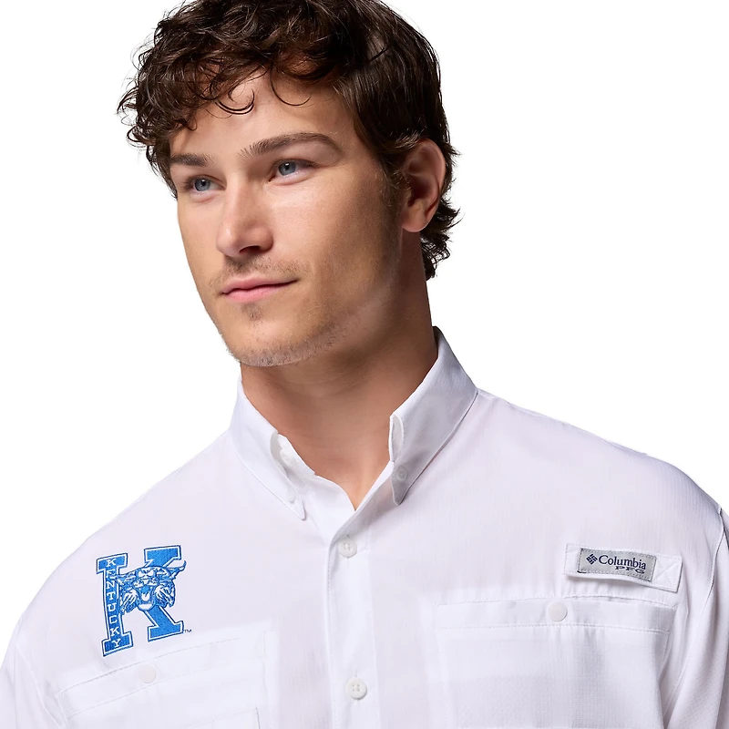 Chemise boutonnée Columbia blanche Kentucky Wildcats Tamiami Omni-Shade pour homme