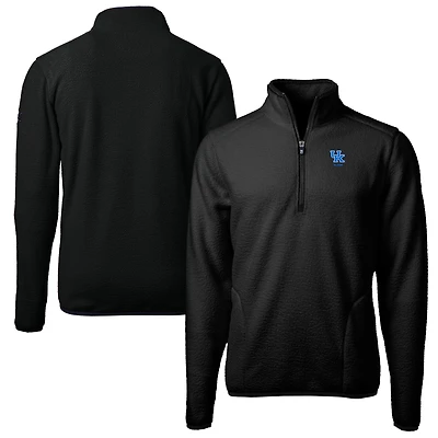Men's Cutter & Buck  Black Kentucky Wildcats Alumni Logo Cascade Eco Sherpa Fleece Quarter-Zip Pullover Jacket