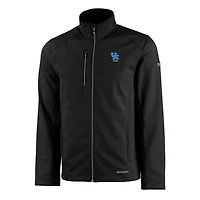 Veste zippée entièrement recyclée en softshell Evoke Eco pour homme, noire, avec logo des anciens Wildcats du Kentucky.