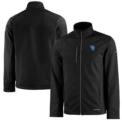 Veste zippée entièrement recyclée en softshell Evoke Eco pour homme, noire, avec logo des anciens Wildcats du Kentucky.