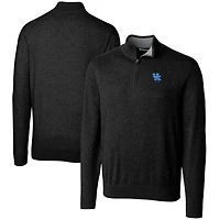Men's Cutter & Buck  Black Kentucky Wildcats Alumni Logo Lakemont Tri-Blend Quarter-Zip Pullover Sweater