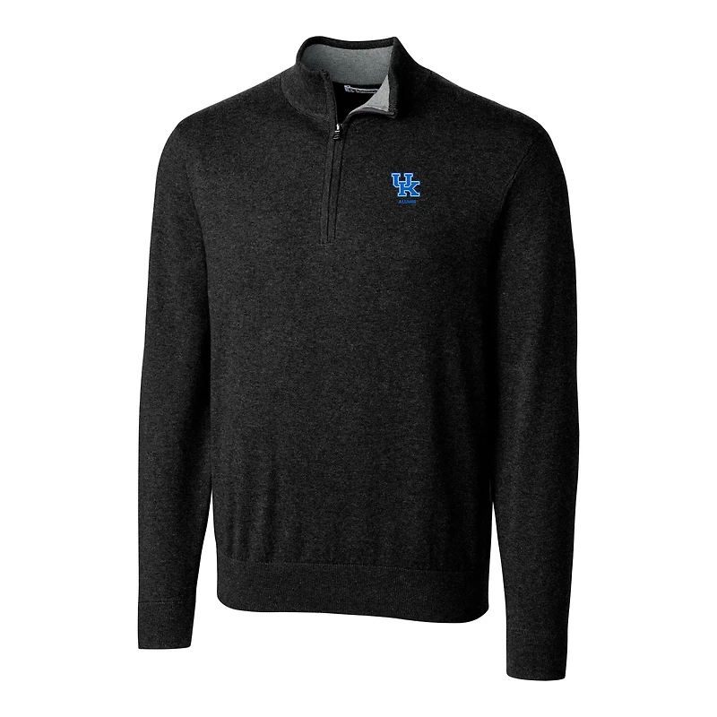 Men's Cutter & Buck  Black Kentucky Wildcats Alumni Logo Lakemont Tri-Blend Quarter-Zip Pullover Sweater