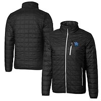 Gilet matelassé isolant entièrement zippé Rainier PrimaLoft Eco pour homme, noir, avec logo des anciens Kentucky Wildcats, Cutter & Buck
