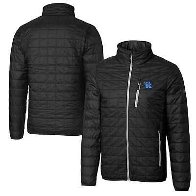 Gilet matelassé isolant entièrement zippé Rainier PrimaLoft Eco pour homme, noir, avec logo des anciens Kentucky Wildcats, Cutter & Buck