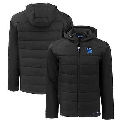 Men's Cutter & Buck  Black Kentucky Wildcats Evoke Hybrid Eco Softshell Recycled Full-Zip Hoodie Jacket
