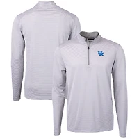 Pull-over zippé recyclé à micro-rayures et piqué écologique pour homme, gris/blanc, des Kentucky Wildcats, de taille grande taille, Cutter & Buck