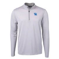 Pull-over zippé recyclé à micro-rayures et piqué écologique pour homme, gris/blanc, des Kentucky Wildcats, de taille grande taille, Cutter & Buck