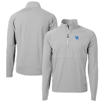Pull-over gris à fermeture éclair quart de tour pour homme, en tricot hybride recyclé, avec logo des anciens élèves Wildcats du Kentucky, Cutter & Buck