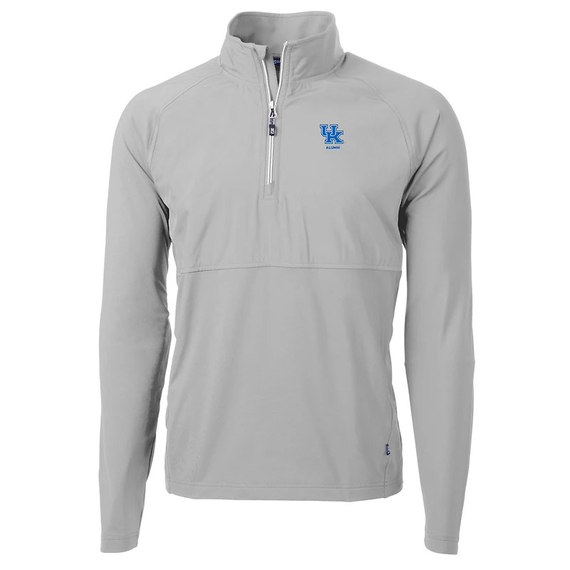 Pull-over gris à fermeture éclair quart de tour pour homme, en tricot hybride recyclé, avec logo des anciens élèves Wildcats du Kentucky, Cutter & Buck