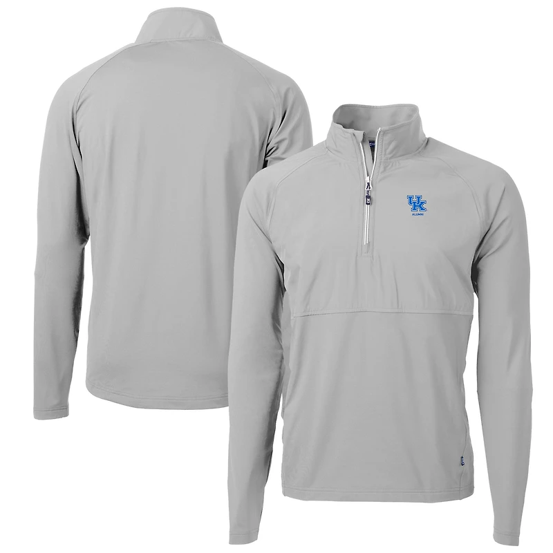 Pull-over gris à fermeture éclair quart de tour pour homme, en tricot hybride recyclé, avec logo des anciens élèves Wildcats du Kentucky, Cutter & Buck