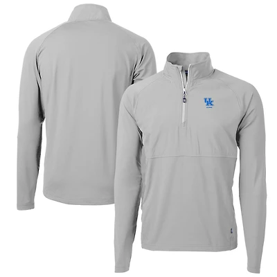 Pull-over gris à fermeture éclair quart de tour pour homme, en tricot hybride recyclé, avec logo des anciens élèves Wildcats du Kentucky, Cutter & Buck