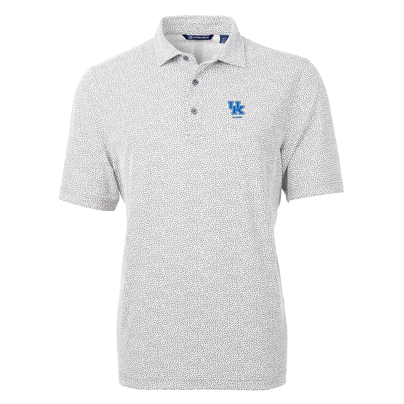 Men's Cutter & Buck Gray Kentucky Wildcats Alumni Logo DryTec Virtue Eco Pique Botanical Print Recycled Polo