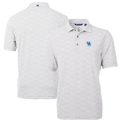 Men's Cutter & Buck  Gray Kentucky Wildcats Alumni Logo DryTec Virtue Eco Pique Botanical Print Recycled Polo
