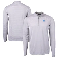 Pull zippé recyclé à micro-rayures et logo des anciens élèves Kentucky Wildcats, gris, Cutter & Buck, DryTec Virtue Eco Pique, pour homme