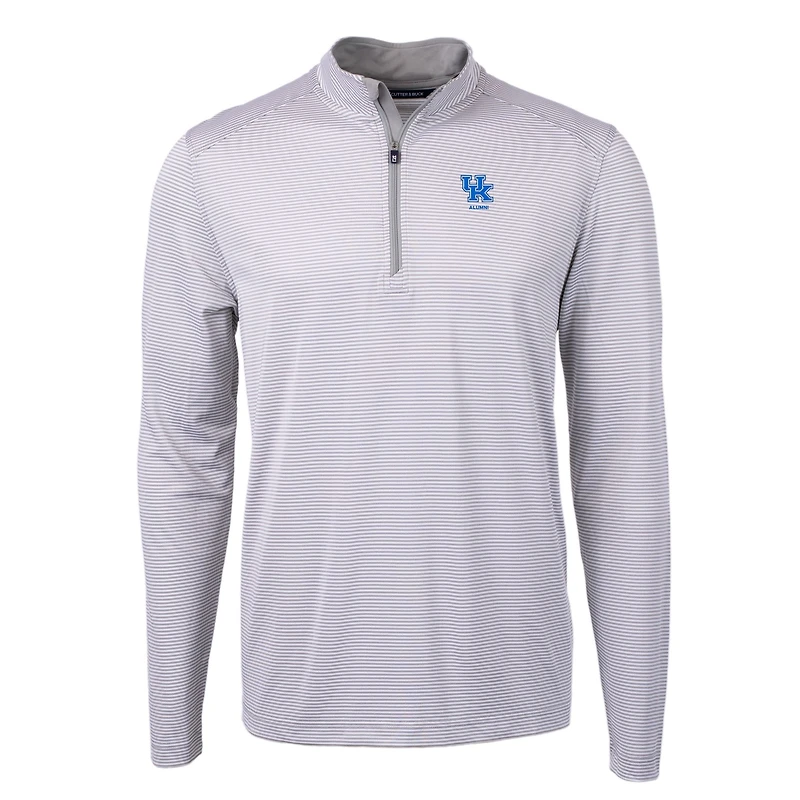 Pull zippé recyclé à micro-rayures et logo des anciens élèves Kentucky Wildcats, gris, Cutter & Buck, DryTec Virtue Eco Pique, pour homme