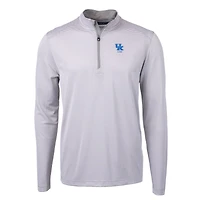 Pull zippé recyclé à micro-rayures et logo des anciens élèves Kentucky Wildcats, gris, Cutter & Buck, DryTec Virtue Eco Pique, pour homme