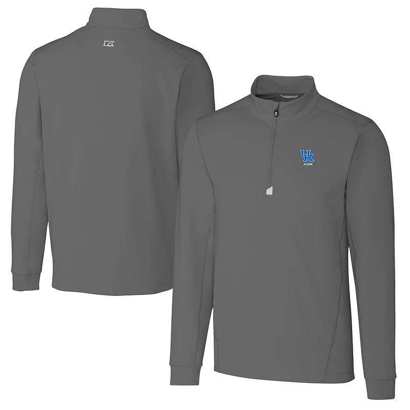Men's Cutter & Buck Gray Kentucky Wildcats Alumni Logo Traverse Stretch Quarter-Zip Pullover Top